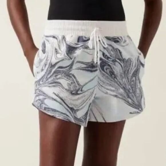 Athleta Women's All Activity Short Print Blue Purple Marbled Size Large - Picture 2 of 5